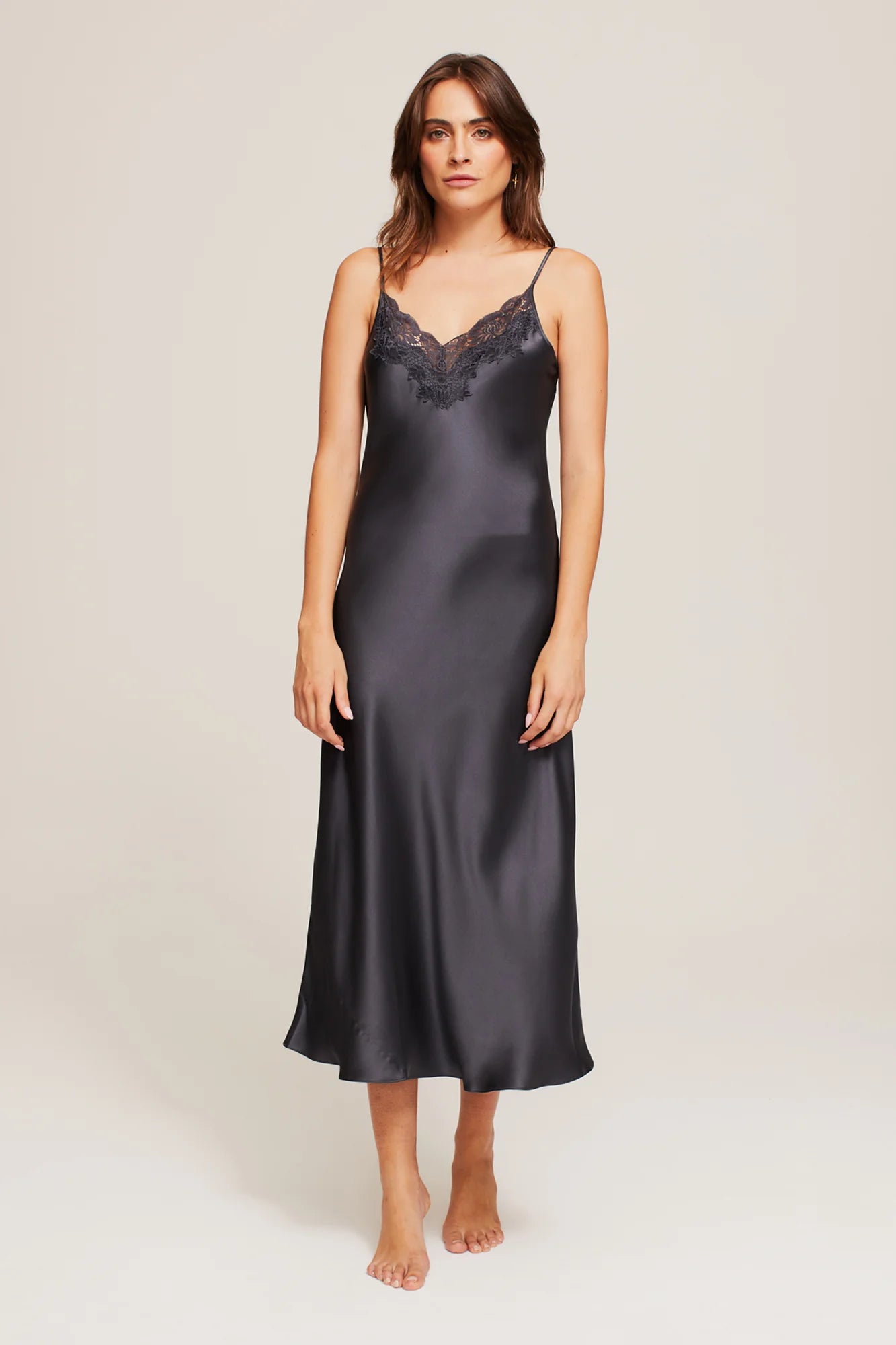 Ginia Long Lace Silk Slip