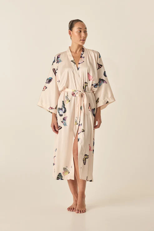 Nakita Butterfly Silky Satin Robe