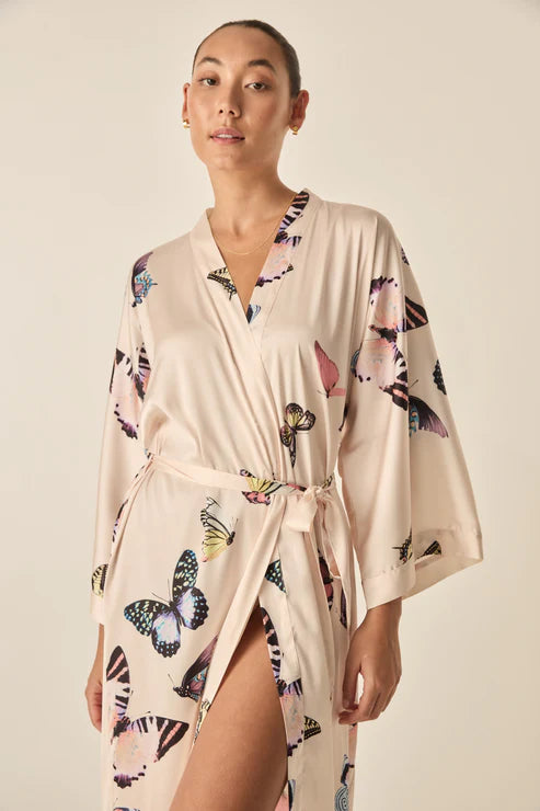 Nakita Butterfly Silky Satin Robe