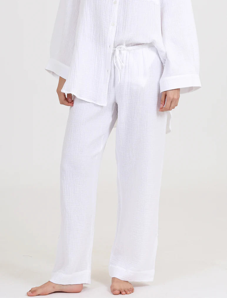 Ashley Textured Cotton Wide Leg Pant