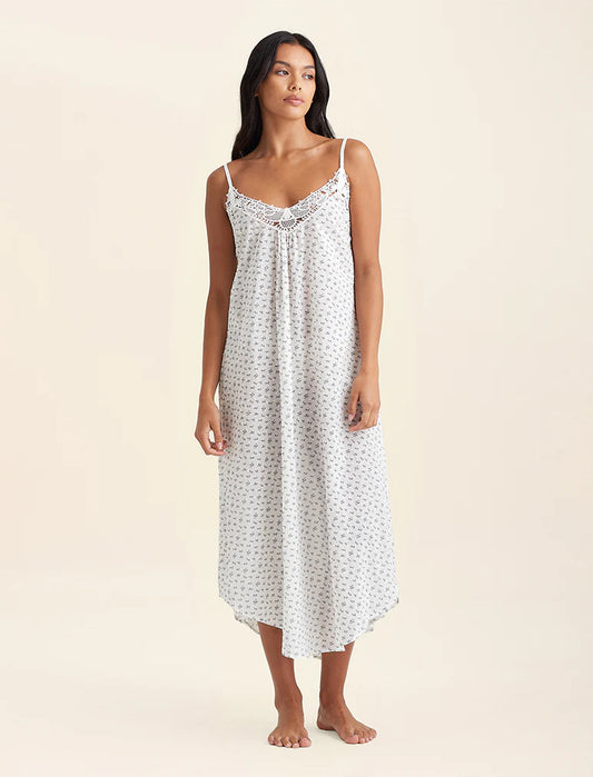 Swiss Dot Lace Front Maxi Nightie