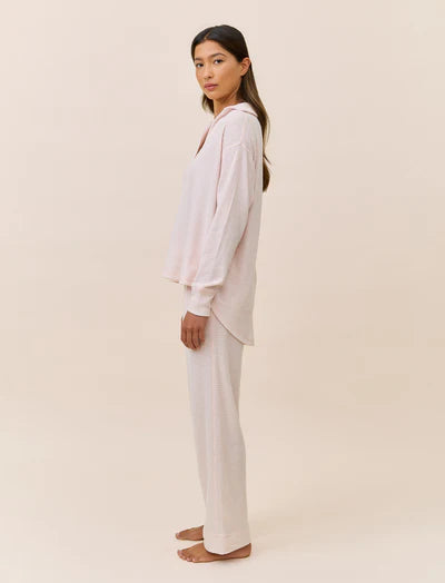 Super Soft Waffle Open Collared LS Top