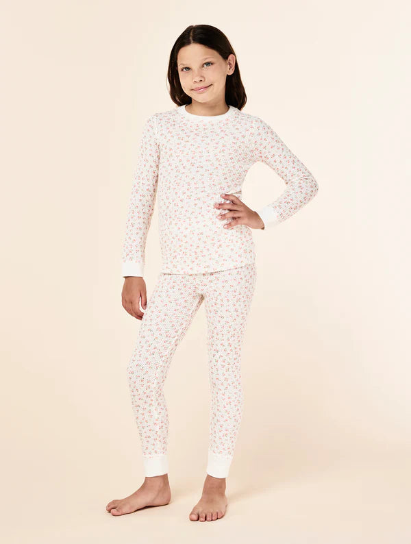 Kids Roseette Waffle FL Pj Set