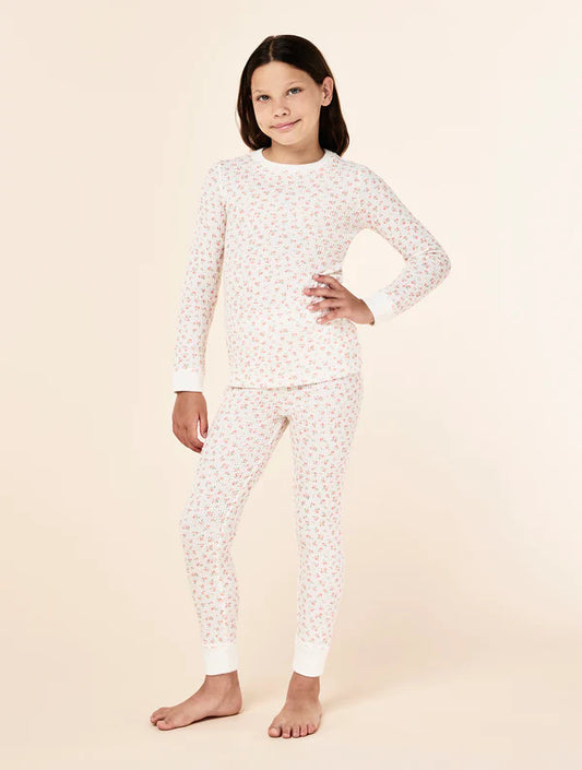 Kids Roseette Waffle FL Pj Set