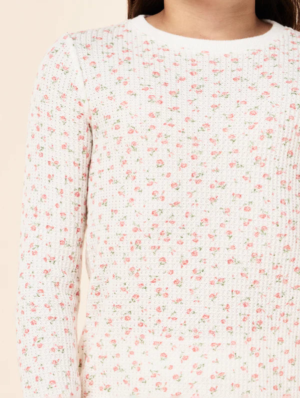 Kids Roseette Waffle FL Pj Set