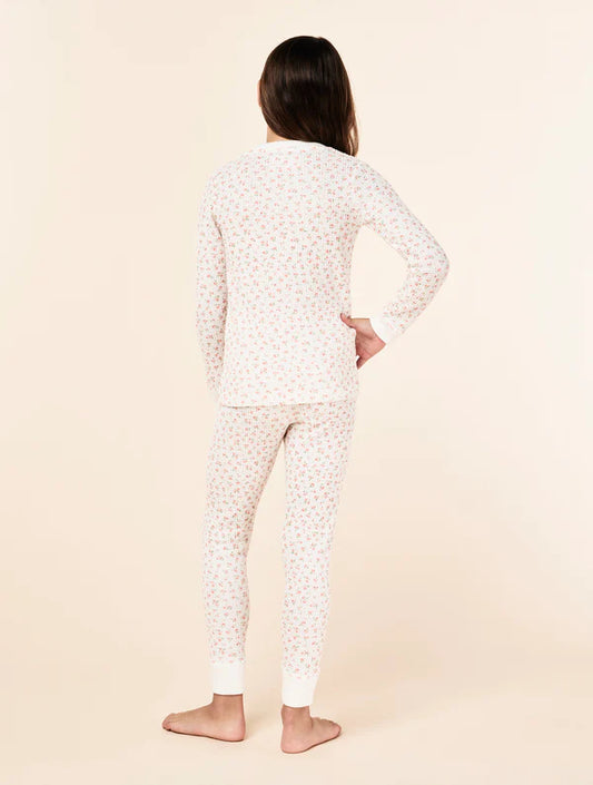 Kids Roseette Waffle FL Pj Set