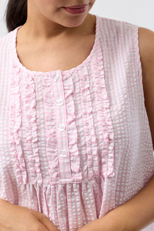 Shrank Check Sleeveless Nightie