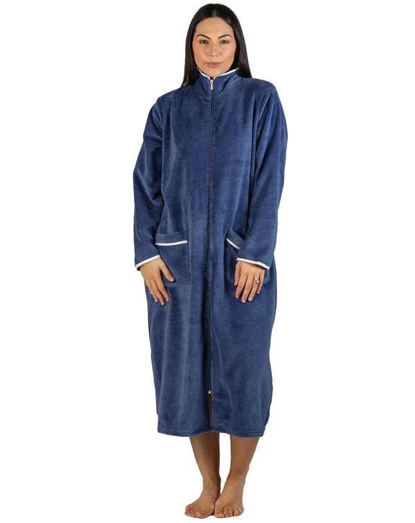 Satin Trim Zip Robe